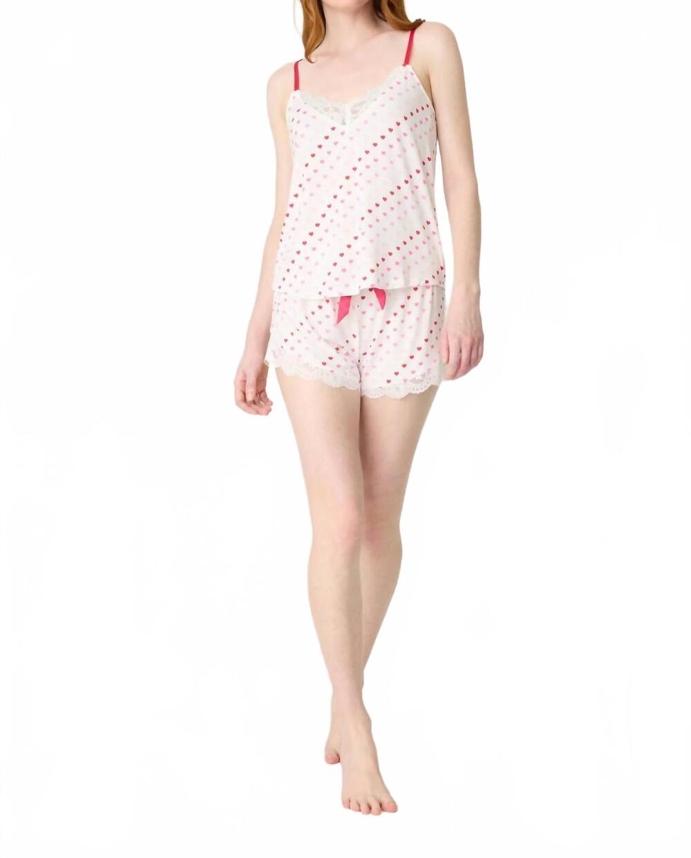 NEW PJ SALVAGE women's day dreams heart modal short pj set in white